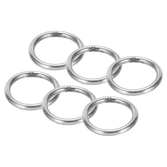 Uxcell 1" Metal O Rings, 6 Pcs 304 Stainless Steel Smooth Round Rings for Bags, Belts, 3mmx25mm