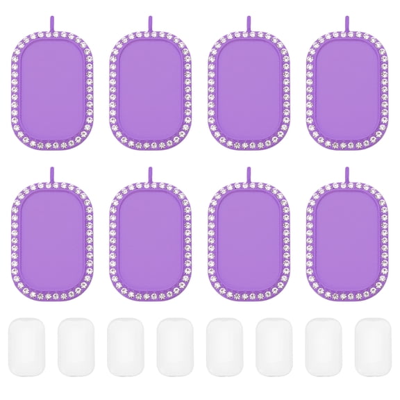 Uxcell 1" Metal Rectangle Blank Picture Pendants with 8Pcs Discs, Purple, 8Pcs