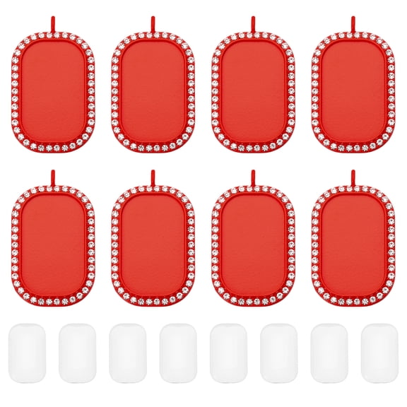 Uxcell 1" Metal Rectangle Blank Picture Pendants with 8Pcs Discs, Red, 8Pcs