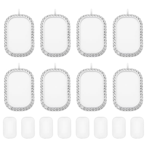 Uxcell 1" Metal Rectangle Blank Picture Pendants with 8Pcs Discs, White, 8Pcs