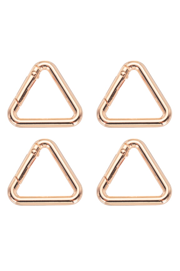 1" Metal Triangle Ring Buckle Triangle Jump Rings Spring Snap Clip Trigger Keychain Gold Tone 4 Pack