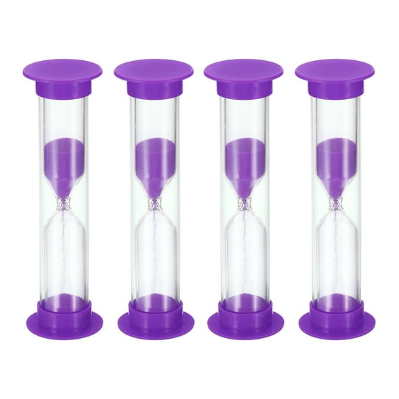 Uxcell 4 Pack 1 Minute Sand Timer Small Sandy Clock Count Down Sand Glass In Cooking Exercise 2.5 x 8.5 cm Purple