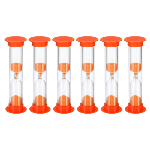 Uxcell 1 Minute Sand Timer, 6pack Small Sandy Clock, Count Down Sand Glass Orange