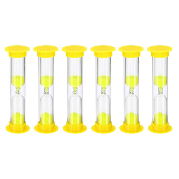 Uxcell 1 Minute Sand Timer, 6pack Small Sandy Clock, Count Down Sand Glass Yellow