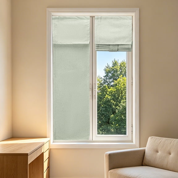 Uxcell 1 PC 100% Blackout Side Door Curtains, 26" x 72" Linen French Door Window Curtain Thermal Insulated Tie Up Door Shade Decoration for Bedroom Kitchen Small Window Treatments, Brown