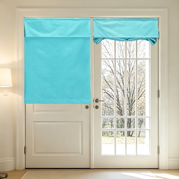 Uxcell 1 PC 100% Blackout Side Door Curtains, 26" x 72" Linen French Door Window Curtain Thermal Insulated Tie Up Door Shade Decoration for Bedroom Kitchen Small Window Treatments, Brown