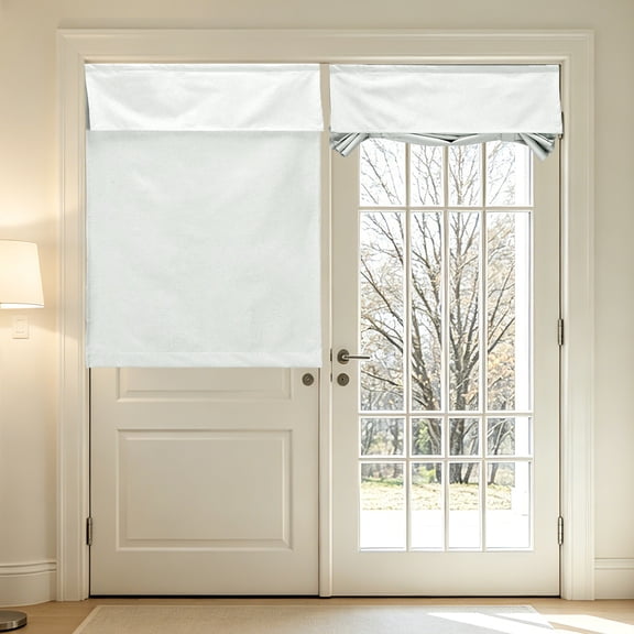 Uxcell 1 PC 100% Blackout Side Door Curtains, 30" x 40" Linen French Door Window Curtain Thermal Insulated Tie Up Door Shade Decoration for Bedroom Kitchen Small Window Treatments, Beige