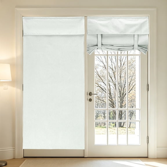 Uxcell 1 PC 100% Blackout Side Door Curtains, 30" x 69" Linen French Door Window Curtain Thermal Insulated Tie Up Door Shade Decoration for Bedroom Kitchen Small Window Treatments, Beige