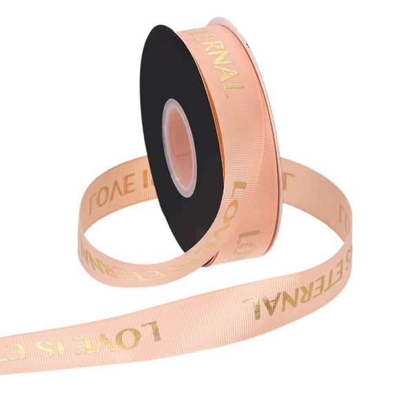 Uxcell Personalized Grosgrain Ribbon 0.6 inch x 40 yards Polyester Ribbon Champagne Pink
