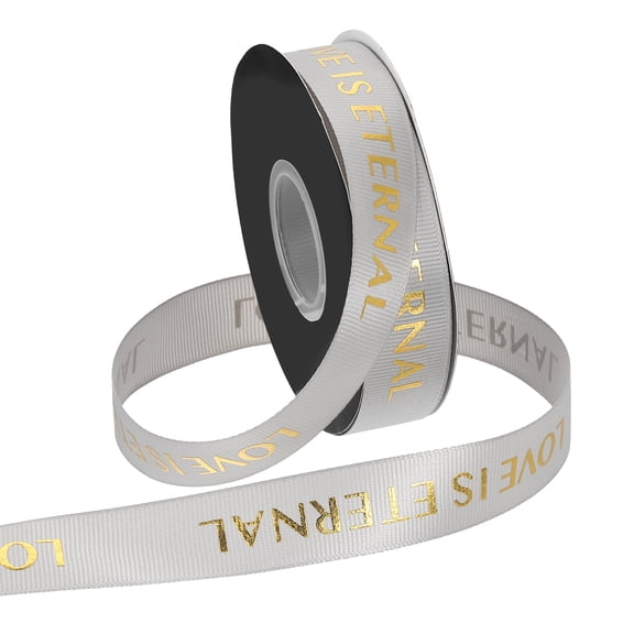 Uxcell Personalized Grosgrain Ribbon 0.6 inch x 40 yards Polyester Ribbon Gray