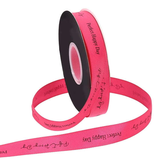 Uxcell Personalized Grosgrain Ribbon 0.6" x 40 Yards Polyester Ribbon Hot Pink