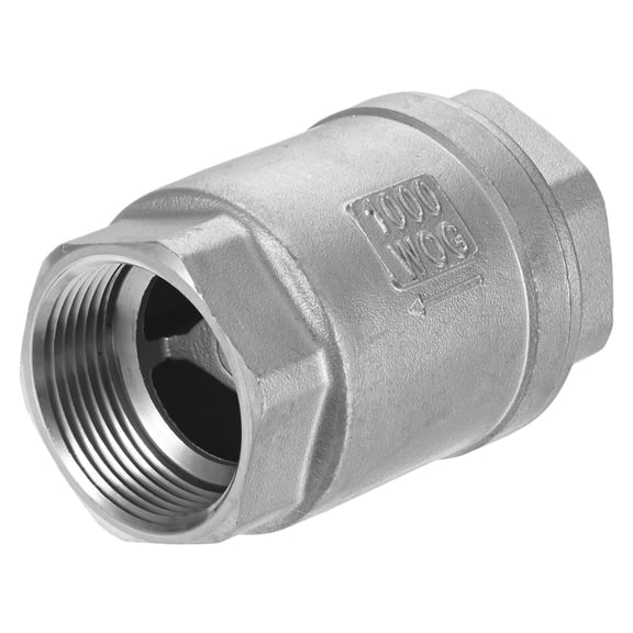 Uxcell 1-Pack 1-1/4" NPT 3.3" L WOG1000 One Way Non-Return Stainless Steel Spring Check Valve [Silver]