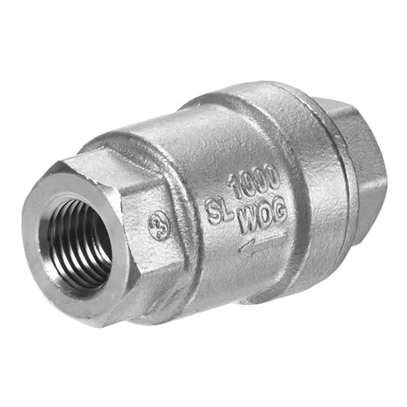 Uxcell 1-Pack 1/4" NPT 2.3" L WOG1000 One Way Non-Return Stainless Steel Spring Check Valve [Silver]