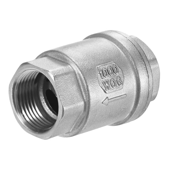 Uxcell 1-Pack 3/4" NPT 2.6" L WOG1000 One Way Non-Return Stainless Steel Spring Check Valve [Silver]