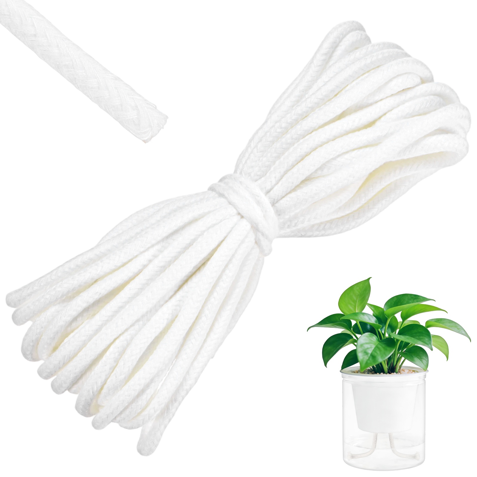Uxcell 1-Pack 32.8 Feet Self Watering Wick Cord, 1/5 Inch Cotton Rope ...