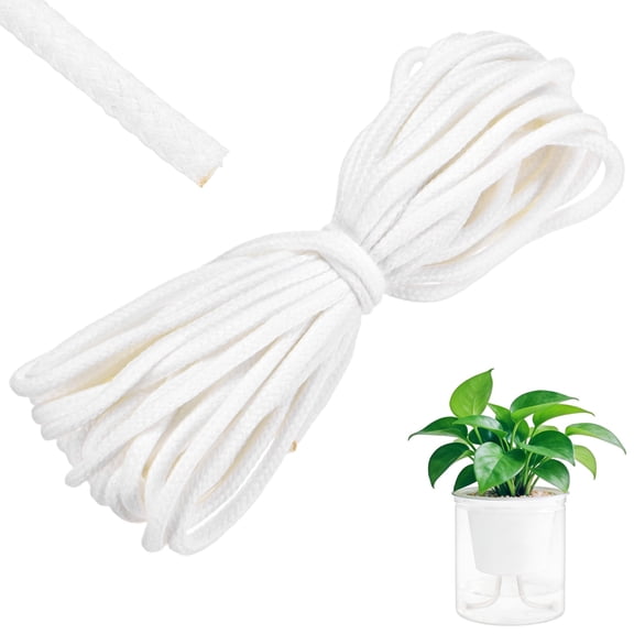 Uxcell 1-Pack 32.8 Feet Self Watering Wick Cord, 1/6 Inch Cotton Rope Self Wicking Rope for Potted Plants/Seedlings [White]