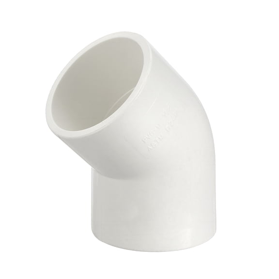 Uxcell 1 Pack 45 Degree PVC Elbow Fitting 1 1/2", Schedule 40 Elbow Corner Adapter, Socket x Socket, Pipe Fitting Connectors Water Flow Transition for Plumbing, Irrigation, Pool, White