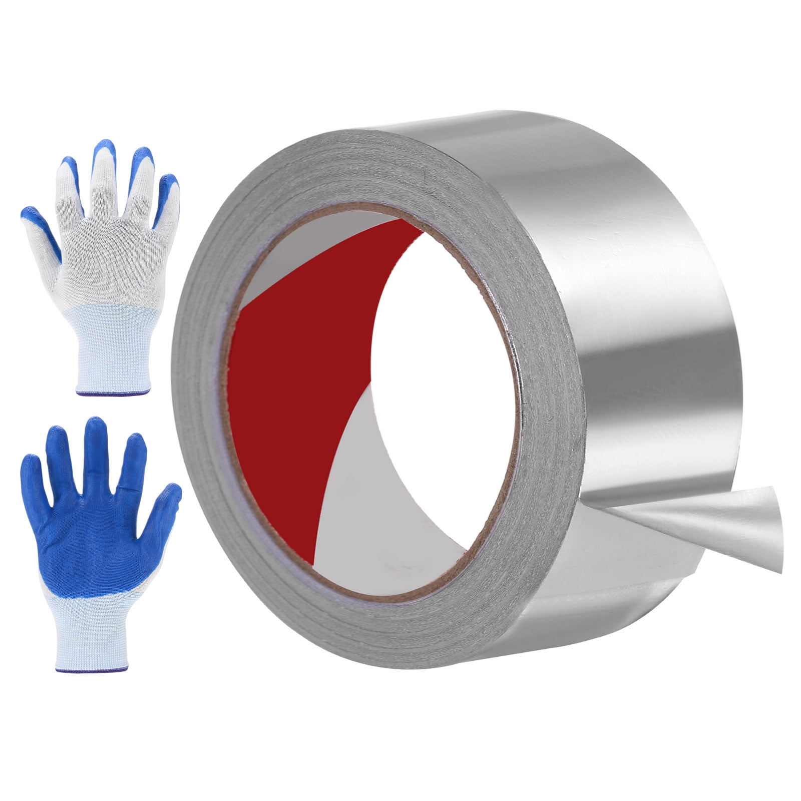 Uxcell 1 Pack Aluminum Foil Tape, 33 Ftx2.4inx2.4mil Heavy Duty HVAC Tape Metal Duct Tapes Heat Resistant Tape Insulation Tapes with Gloves for Air Ductwork, Dryer Vent, HVAC Sealing
