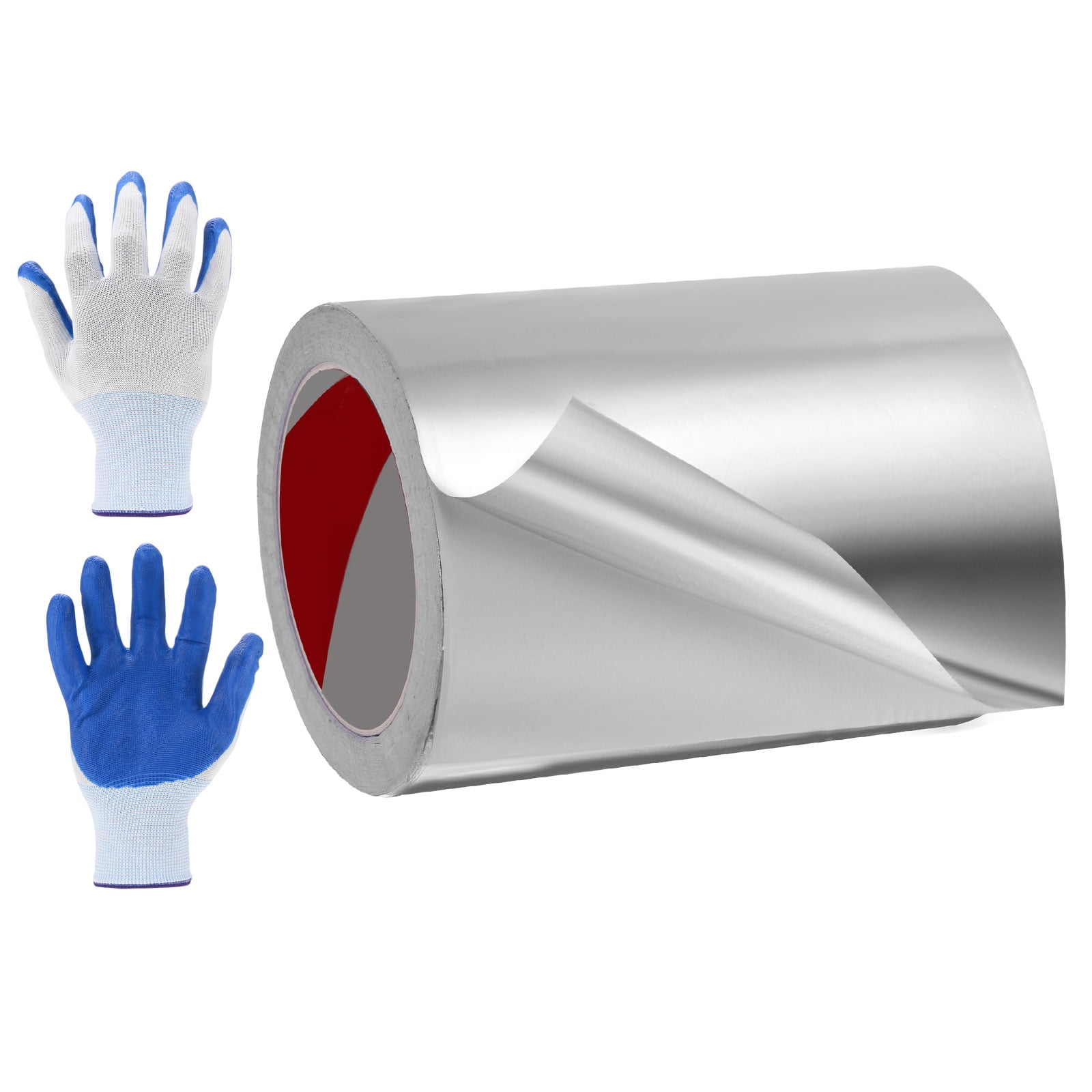 Uxcell 1 Pack Aluminum Foil Tape, 33 Ftx5.9inx2.4mil Heavy Duty HVAC Tape Metal Duct Tapes Heat Resistant Tape Insulation Tapes with Gloves for Air Ductwork, Dryer Vent, HVAC Sealing