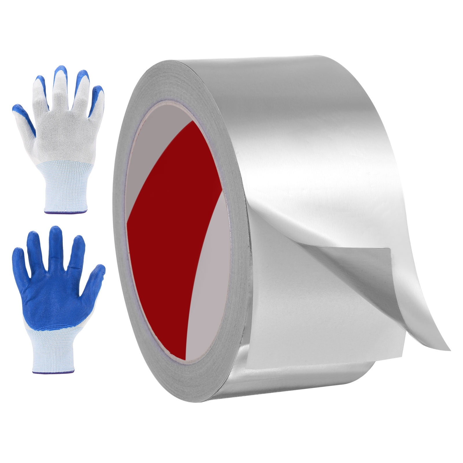 Uxcell 1 Pack Aluminum Foil Tape, 66 Ft x2inx3.5mil Heavy Duty HVAC Tape Metal Duct Tapes Heat Resistant Tape Insulation Tapes with Gloves for Air Ductwork, Dryer Vent, HVAC Sealing