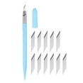 thumbnail image 1 of Uxcell 1 Pack Art Craft Carving Knife with 12 Pack Spare Metal Plate PVC Handle Light Blue (1 Set), 1 of 6