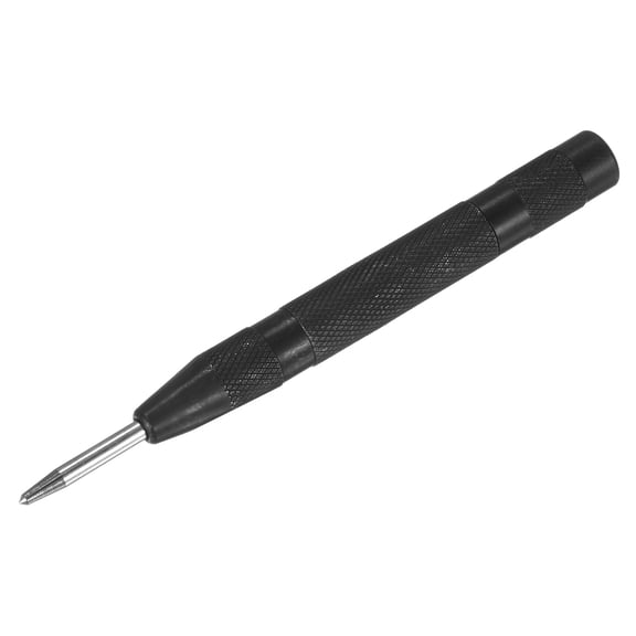 Uxcell 1-Pack Automatic Center Punch, 5.2" High Speed Steels Spring Loaded Nail Punch Tool for Steel Plate/Wooden Board/Glass[Black]