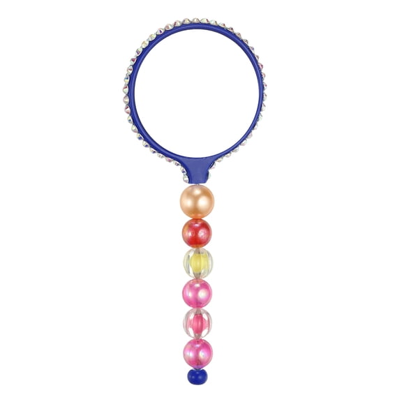 Uxcell 1 Pack Beadable Mirrors with Metal, 5.5 Inch Long Bead Mirror Bars Removable, Portable Round Hand Mirrors for DIY Jewelry Making and Beaded Crafts (Blue)