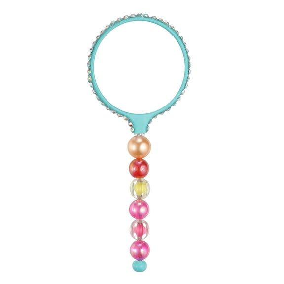 Uxcell 1 Pack Beadable Mirrors with Metal, 5.5 Inch Long Bead Mirror Bars Removable, Portable Round Hand Mirrors for DIY Jewelry Making and Beaded Crafts (Lake Blue)