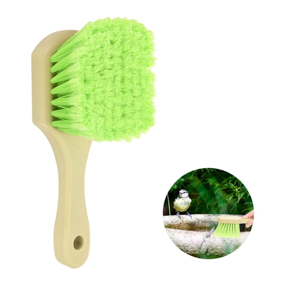 Uxcell 1-Pack Bird Bath Cleaning Brush, 8.7" Plastic Bird Bath Cleaner with Ergonomic Handle [Beige Handle, Green]