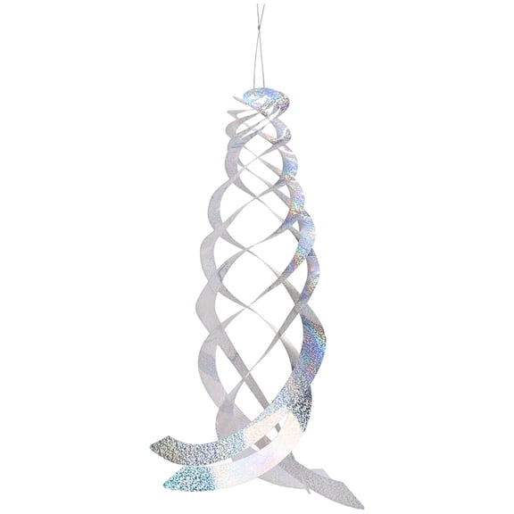 Uxcell 1-Pack Bird Repellent Spiral Reflectors, 17.8" Plastic Hanging Reflective Bird Deterrent Device [Silver Tone, Dots]