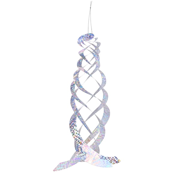 Uxcell 1-Pack Bird Repellent Spiral Reflectors, 17.8" Plastic Hanging Reflective Bird Deterrent Device [Silver Tone, Floral]