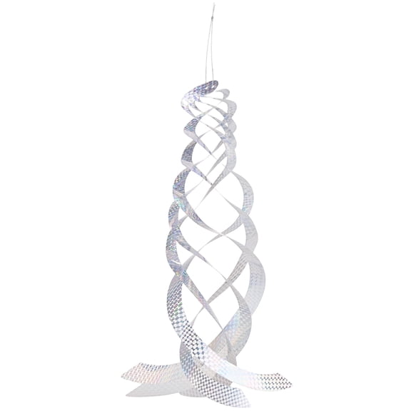 Uxcell 1-Pack Bird Repellent Spiral Reflectors, 17.8" Plastic Hanging Reflective Bird Deterrent Device [Silver Tone, Plaid]