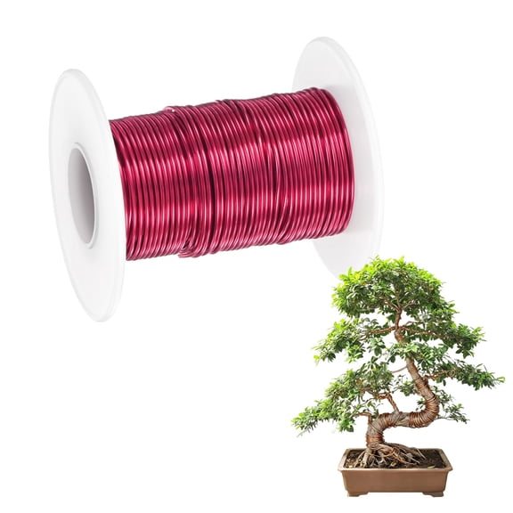 Uxcell 1-Pack Bonsai Training Wire, 1mm x 49ft/15m Anodized Aluminum Bonsai Tree Wire for Fine Trunk [Wine Red]