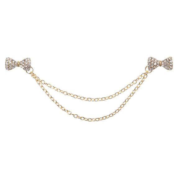 Uxcell 1 Pack Bowtie Sweater Clips Retro Cardigan Collar Clips with Chain(Gold)