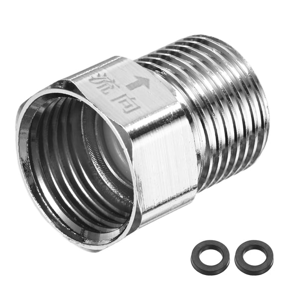 Uxcell 1-Pack Brass Check Valve, 1/2" Female to 1/2" Male Thread One Way Non-Return Backflow Preventer Valve [Silver]