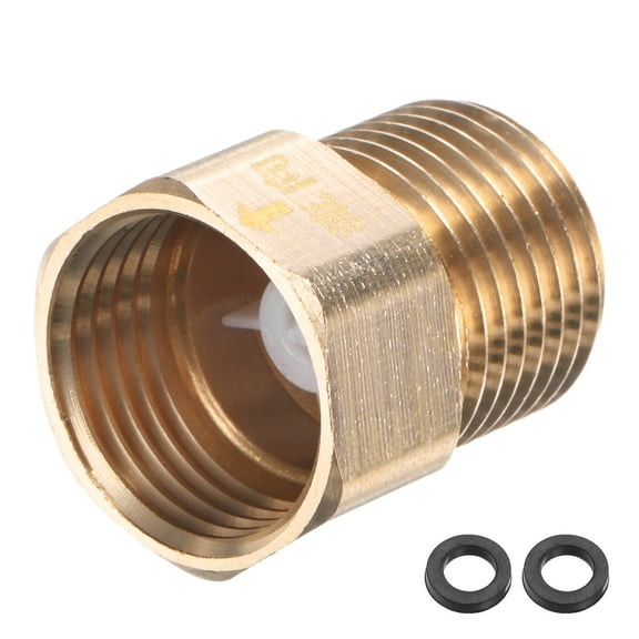 Uxcell 1-Pack Brass Check Valve, 1/2" Male to 1/2" Female Thread One Way Non-Return Backflow Preventer Valve [Gold]