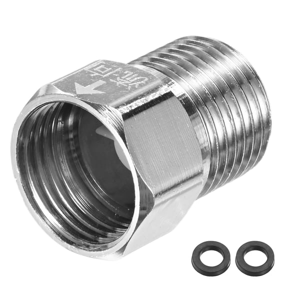 Uxcell 1-Pack Brass Check Valve, 1/2" Male to 1/2" Female Thread One Way Non-Return Backflow Preventer Valve [Silver]