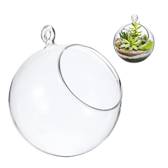 Uxcell 1-Pack Clear Glass Air Plant Terrarium, 2.5 Inch Angled with Handle Plant Display Glass for Windowsill [Transparent]