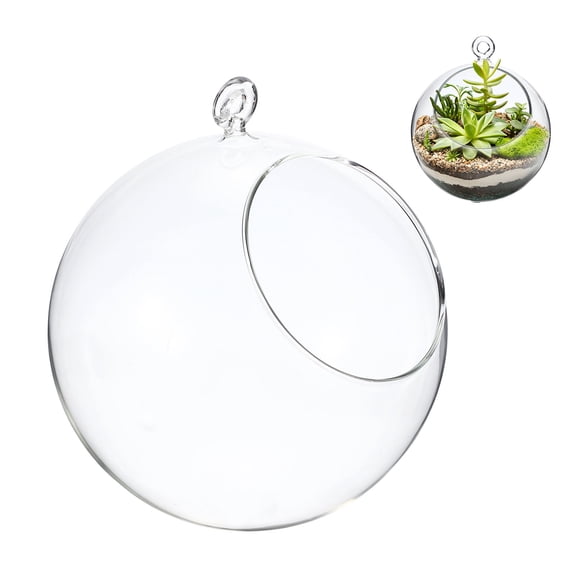 Uxcell 1-Pack Clear Glass Air Plant Terrarium, 3.4 Inch Angled with Handle Plant Display Glass for Windowsill [Transparent]