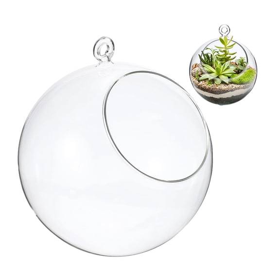 Uxcell 1-Pack Clear Glass Air Plant Terrarium, 3.6 Inch Angled with Handle Plant Display Glass for Windowsill [Transparent]