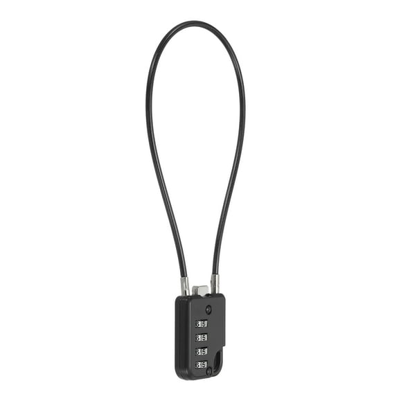 Uxcell 1-Pack Combination Padlock, Zinc Alloy 4 Digit Password 12 In Cable Luggage Combo Lock Outdoor Keyless Lock [Black]