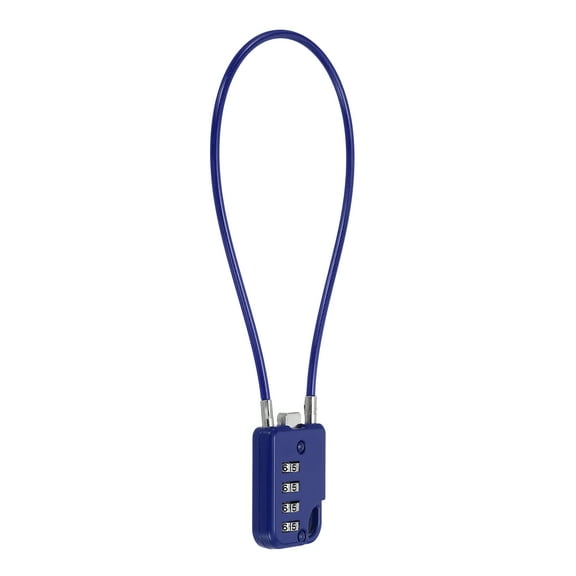 Uxcell 1-Pack Combination Padlock, Zinc Alloy 4 Digit Password 12 In Cable Luggage Combo Lock Outdoor Keyless Lock [Blue]