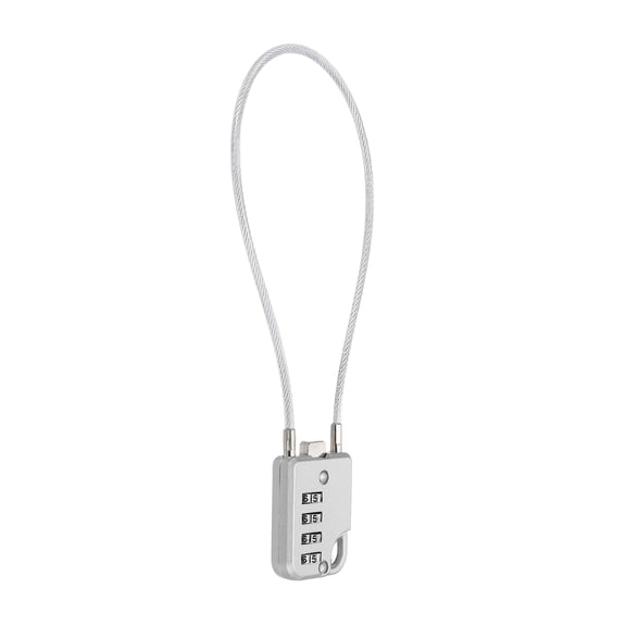 Uxcell 1-Pack Combination Padlock, Zinc Alloy 4 Digit Password 12 In Cable Luggage Combo Lock Outdoor Keyless Lock [Silver Grey]