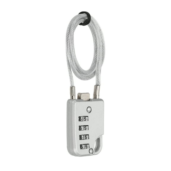 Uxcell 1-Pack Combination Padlock, Zinc Alloy 4 Digit Password 20 In Cable Luggage Combo Lock Outdoor Keyless Lock [Silver Grey]
