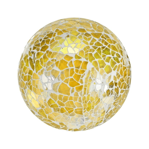 Uxcell 1-Pack Decorative Ball for Bowls, 4 Inch Mosaic Glass Balls Decorative Glass Orbs for Home Decor/Dining Tables [Yellow]