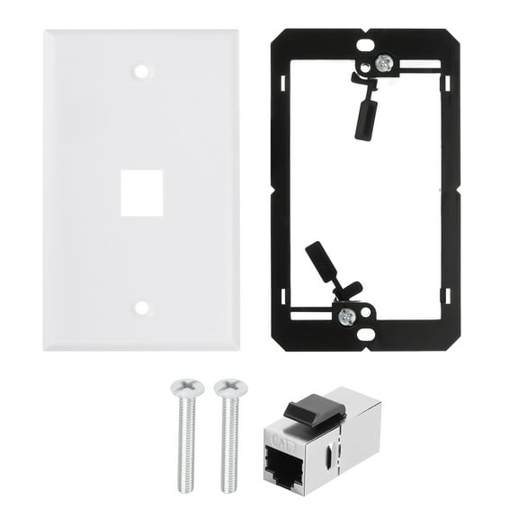 Uxcell 1 Pack Ethernet Wall Plate, 1 Port Cat 7 Ethernet Wall Outlet Jack, Cat7 Shielded RJ45 Coupler with Low Voltage Mounting Bracket for Home Office