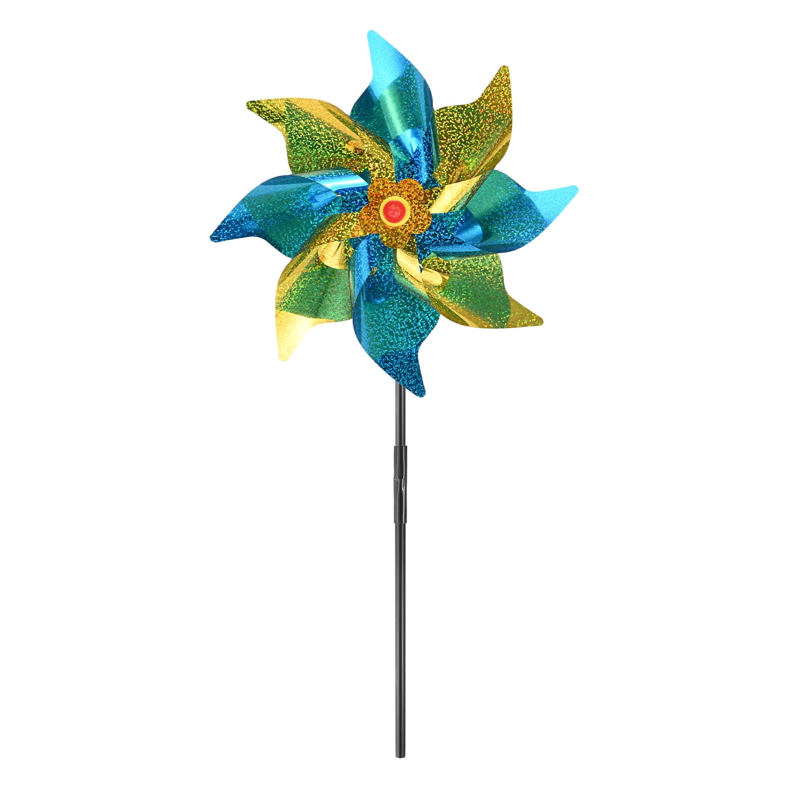 Uxcell 1-Pack Flower Wind Spinner Sparkly Lawn Pinwheels, 20 Inch ...