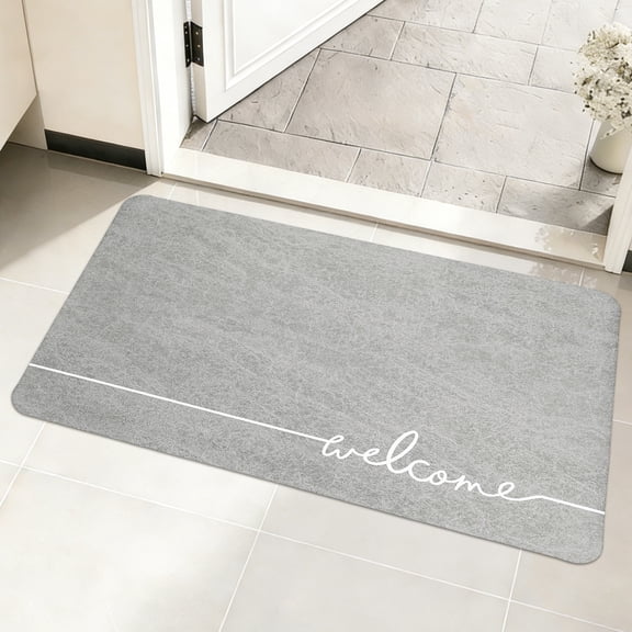 Uxcell 1-Pack Front Door Mat, 24x16 Inch Diatomite Mud Indoor Outdoor Entrance Washable Absorbents [Gray]