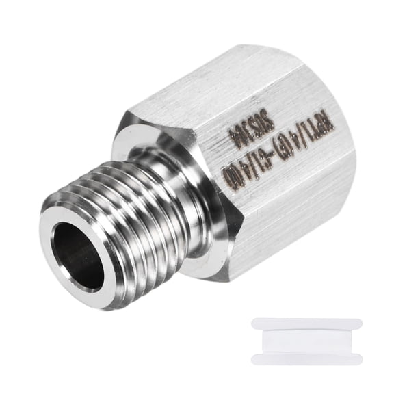 Uxcell 1-Pack Garden Hose Adapter, Stainless Steel 1/4" NPT Female x 1/4" G Male Threaded Connector with Sealing Tape Garden Hose Convert Fitting