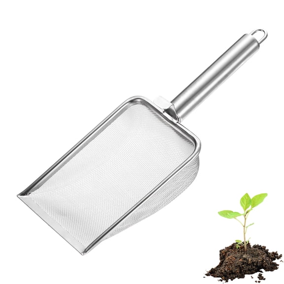 Uxcell 1-Pack Gardening Soil Sifter, 1 mm Mesh Stainless Steel Sand Soil Compost Sieve with Round Stainless Steel Handle [Silver Tone]
